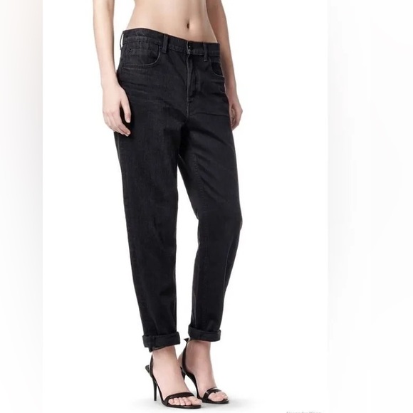 Denim x Alexander Wang 003 Boy Fit Jean Size 30 Black Fade Button Fly Distressed - Picture 2 of 16